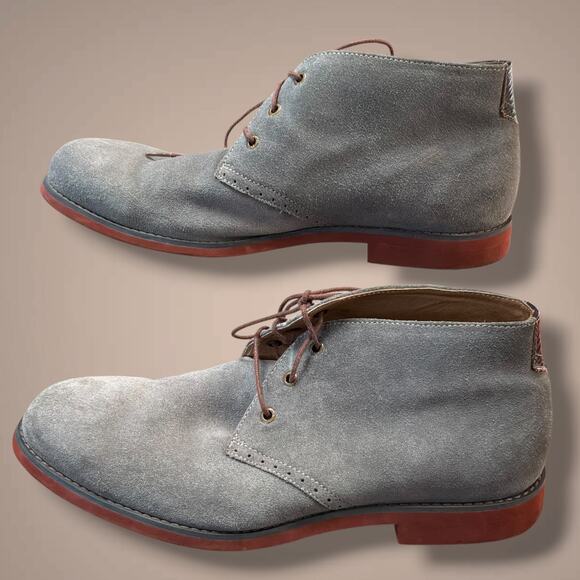 Men\'s SIze 10.5M JOHNSTON & MURPHY Gray Oiled Suede \